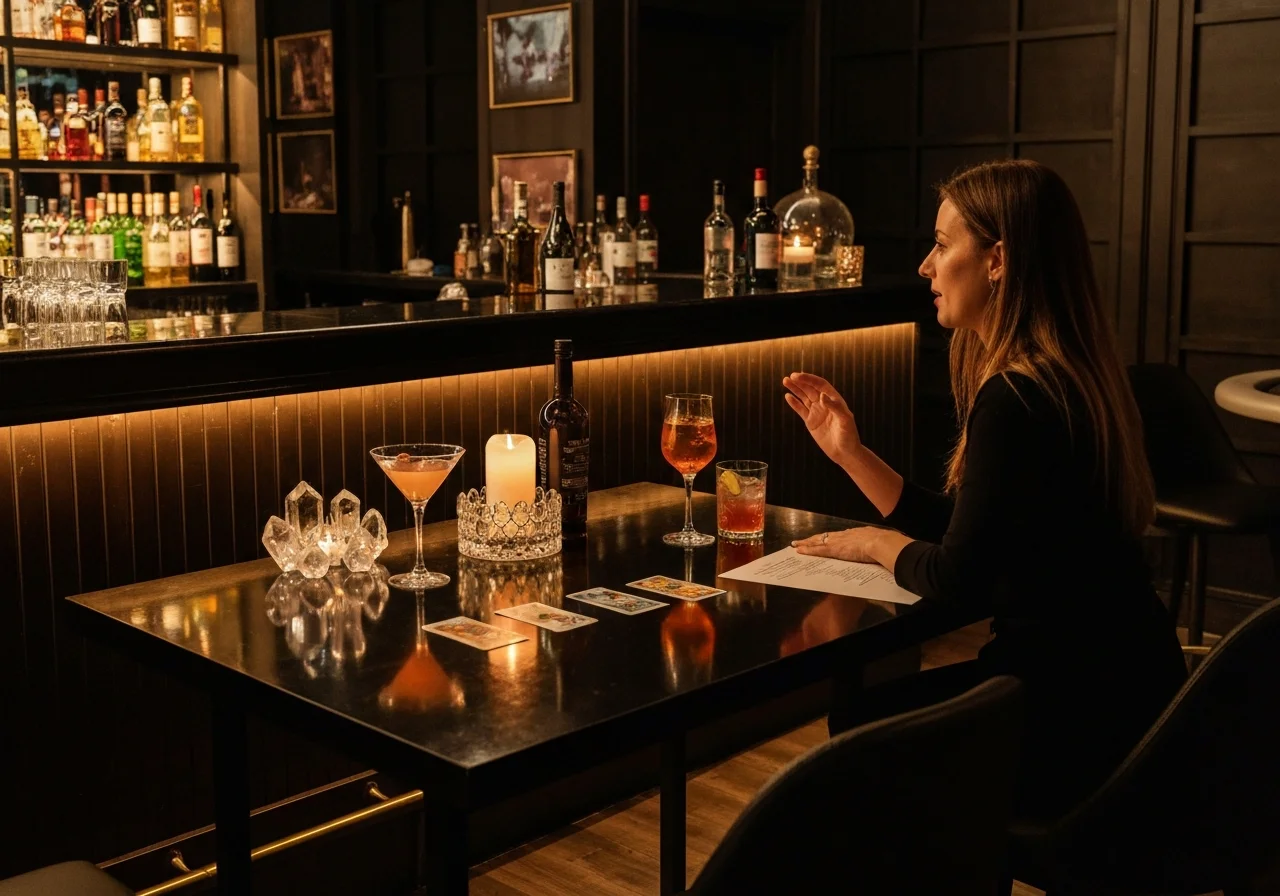 A seating scene for pairs on Saturday, with drinks and a memo pad laid out on a two-person table inside the shop.